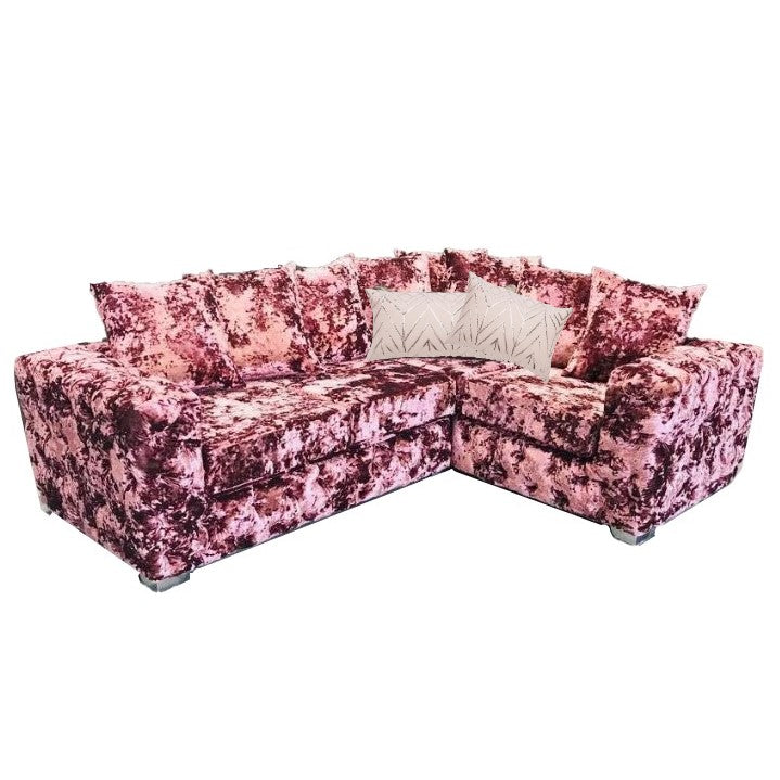 Deluxe Lustro Velvet L Shaped Corner Sofa - Choice Of Colours - The Furniture Mega Store 