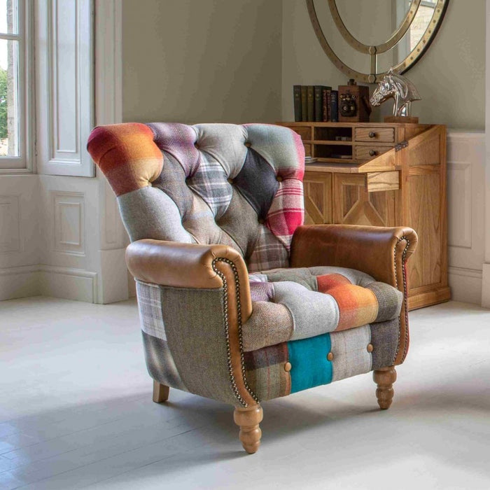 Harlequin Patchwork Chesterfield Chair - The Furniture Mega Store 