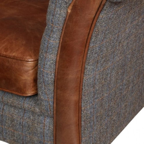 Louis Heritage Corner Chesterfield Sofa - Choice Of Harris Tweed & Vintage Leather Upholstery & Feet - The Furniture Mega Store 