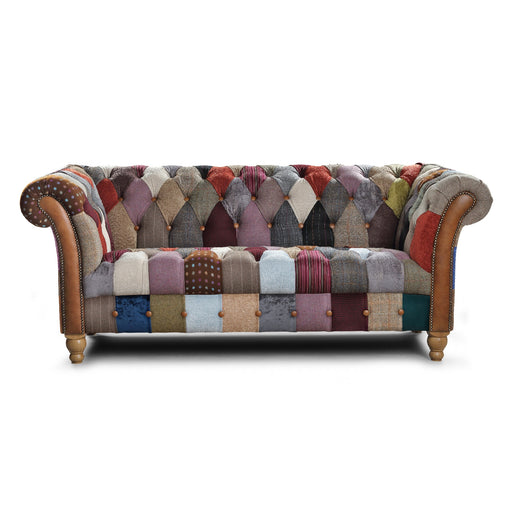 Chester Club Fabric Patchwork Chesterfield Sofa & Chair Collection - The Furniture Mega Store 