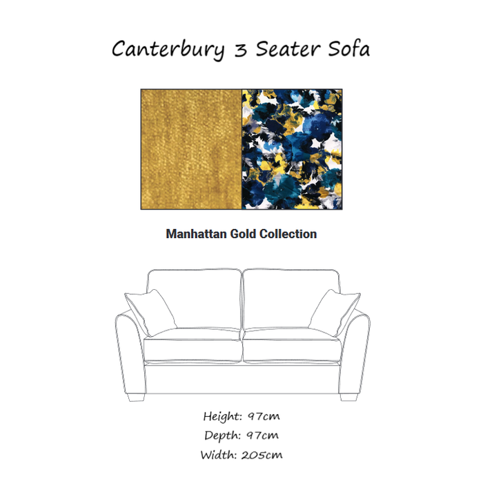 Canterbury Fabric Sofa Collection - Choice Of Sizes & Fabrics - The Furniture Mega Store 