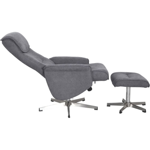 Vida Living Rayna Grey Fabric Recliner Chair with Footstool - The Furniture Mega Store