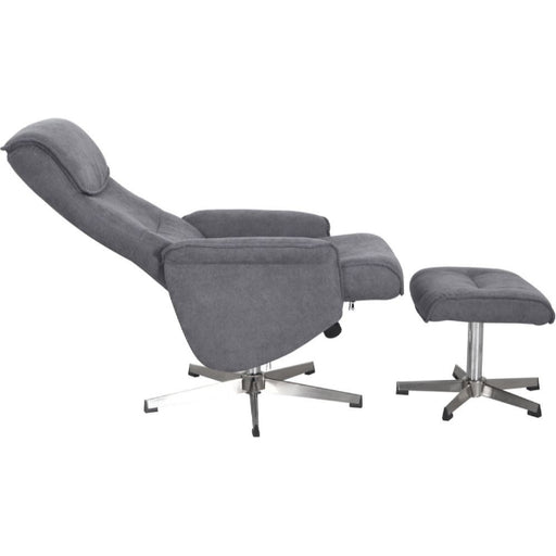 Vida Living Rayna Grey Fabric Recliner Chair with Footstool - The Furniture Mega Store 