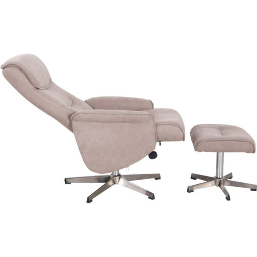 Vida Living Rayna Sand Fabric Recliner Chair with Footstool - The Furniture Mega Store