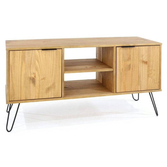 Augusta Pine 2 Door TV Unit with Hairpin Legs - The Furniture Mega Store 