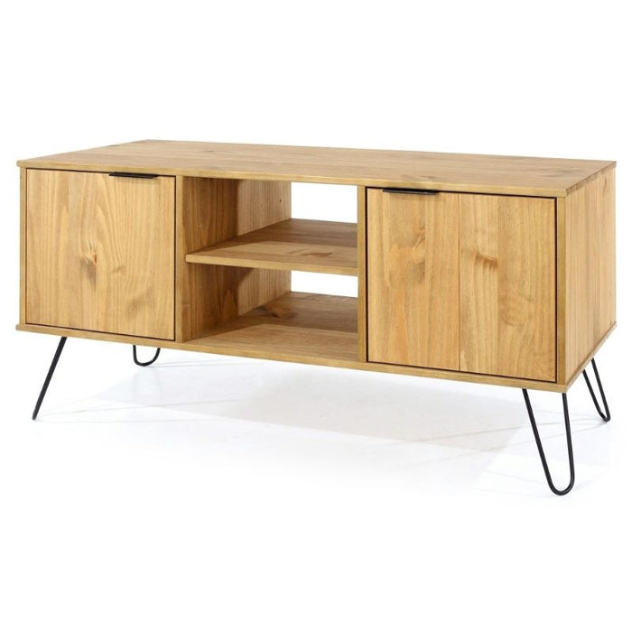 Augusta Pine 2 Door TV Unit with Hairpin Legs - The Furniture Mega Store 