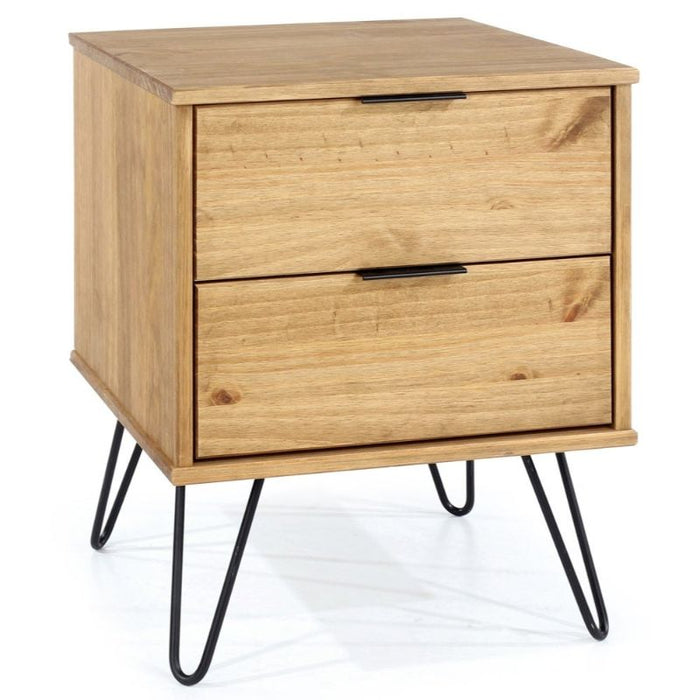 Augusta Pine Bedside Cabinet with Hairpin Legs - The Furniture Mega Store 