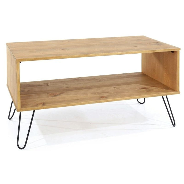 Augusta Pine Open Coffee Table with Hairpin Legs - The Furniture Mega Store 