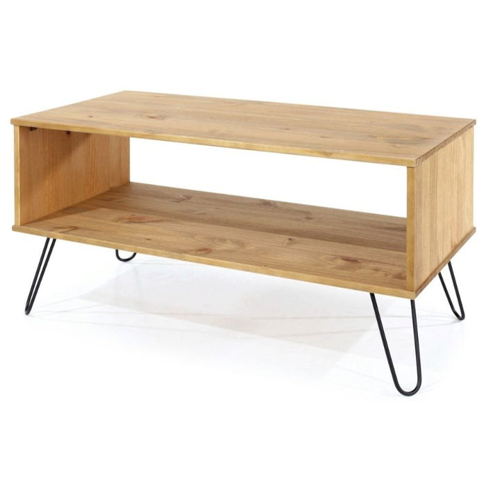 Augusta Pine Open Coffee Table with Hairpin Legs - The Furniture Mega Store 