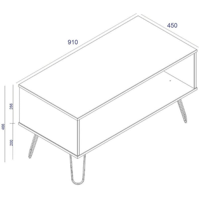 Augusta Pine Open Coffee Table with Hairpin Legs - The Furniture Mega Store 