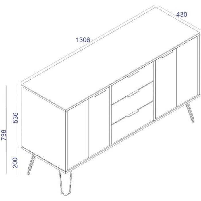 Augusta Driftwood Medium Sideboard with Hairpin Legs - The Furniture Mega Store 