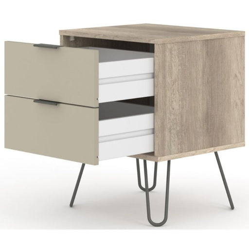 Augusta Driftwood Bedside Cabinet with Hairpin Legs - The Furniture Mega Store