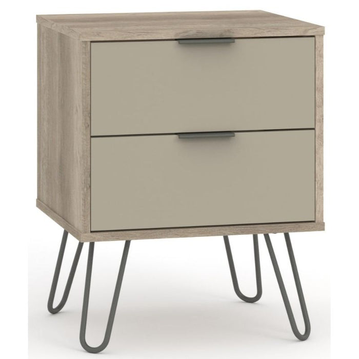 Augusta Driftwood Bedside Cabinet with Hairpin Legs - The Furniture Mega Store 