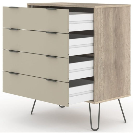 Augusta Driftwood 4 Drawer Chest with Hairpin Legs - The Furniture Mega Store