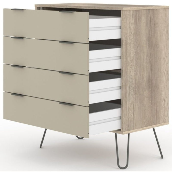 Augusta Driftwood 4 Drawer Chest with Hairpin Legs - The Furniture Mega Store 