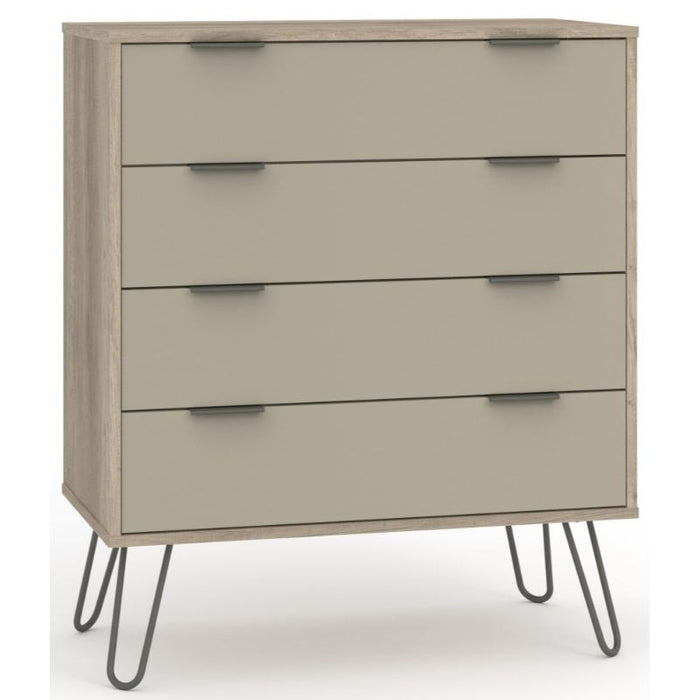 Augusta Driftwood 4 Drawer Chest with Hairpin Legs - The Furniture Mega Store 