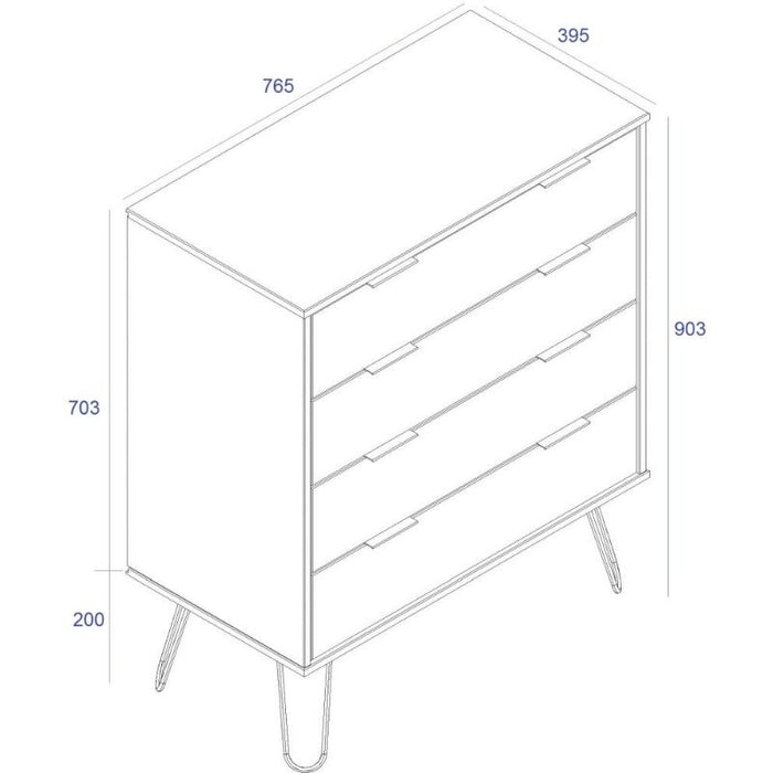 Augusta Driftwood 4 Drawer Chest with Hairpin Legs - The Furniture Mega Store 