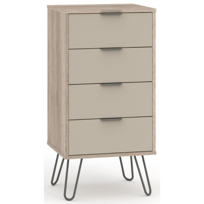 Augusta Driftwood 4 Drawer Narrow Chest with Hairpin Legs - The Furniture Mega Store 