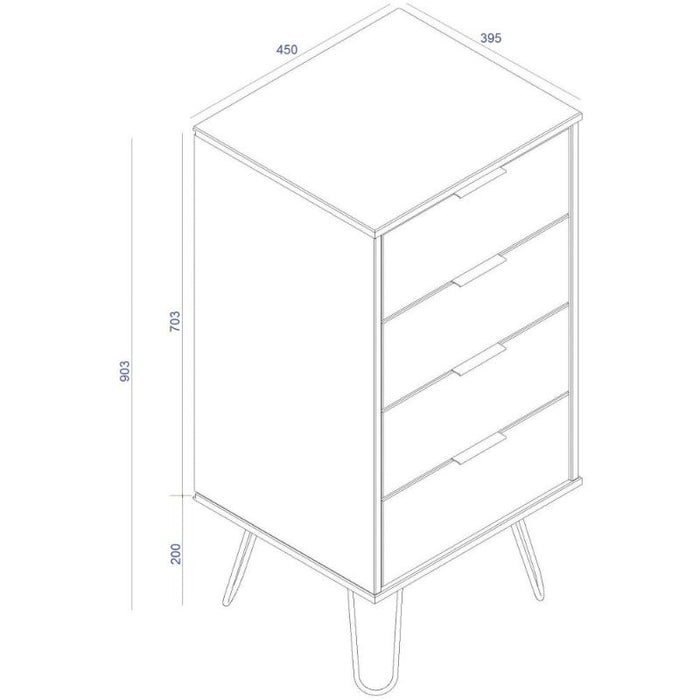 Augusta Driftwood 4 Drawer Narrow Chest with Hairpin Legs - The Furniture Mega Store 