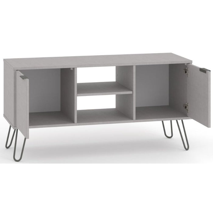 Augusta Grey 2 Door TV Unit with Hairpin Legs - The Furniture Mega Store 