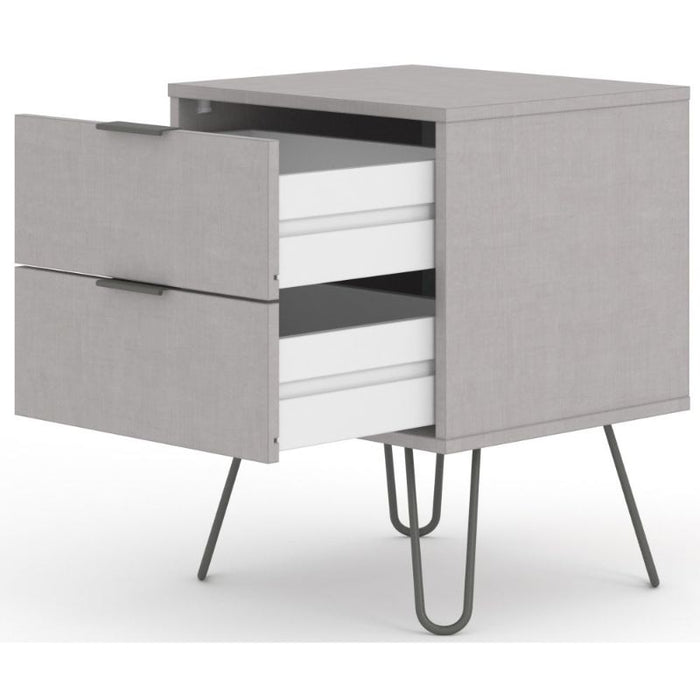 Augusta Grey Bedside Cabinet with Hairpin Legs - The Furniture Mega Store 