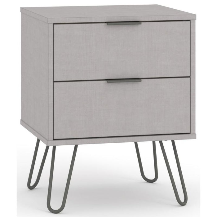 Augusta Grey Bedside Cabinet with Hairpin Legs - The Furniture Mega Store 