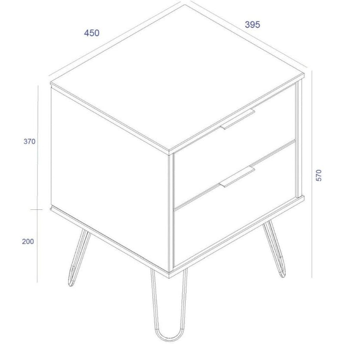 Augusta Grey Bedside Cabinet with Hairpin Legs - The Furniture Mega Store 