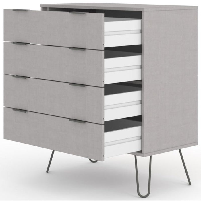 Augusta Grey 4 Drawer Chest with Hairpin Legs - The Furniture Mega Store 
