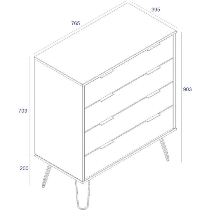 Augusta Grey 4 Drawer Chest with Hairpin Legs - The Furniture Mega Store 
