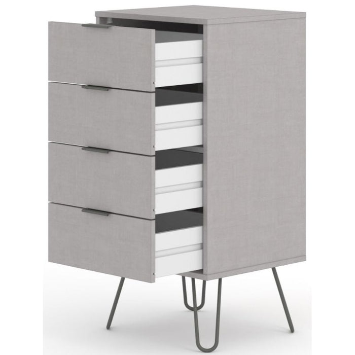 Augusta Grey 4 Drawer Narrow Chest with Hairpin Legs - The Furniture Mega Store 