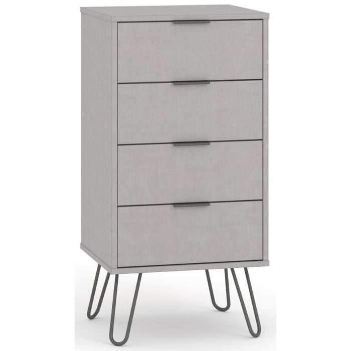 Augusta Grey 4 Drawer Narrow Chest with Hairpin Legs - The Furniture Mega Store 