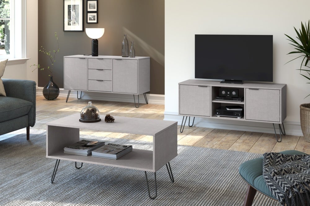 Augusta Grey Open Coffee Table with Hairpin Legs - The Furniture Mega Store 