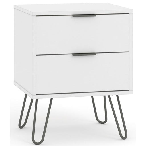 Augusta White Bedside Cabinet with Hairpin Legs - The Furniture Mega Store
