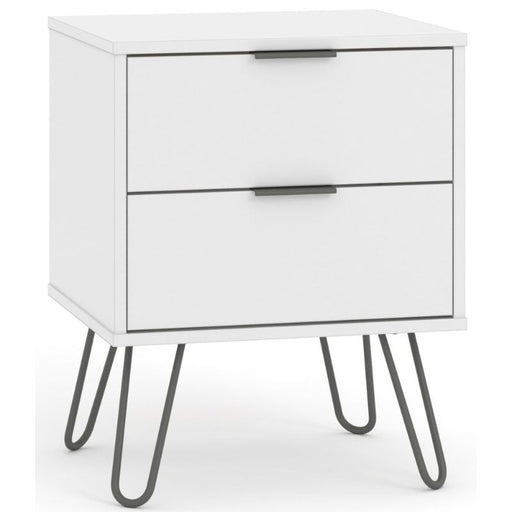 Augusta White Bedside Cabinet with Hairpin Legs - The Furniture Mega Store 