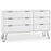 Augusta White 3+3 Drawer Wide Chest with Hairpin Legs - The Furniture Mega Store 