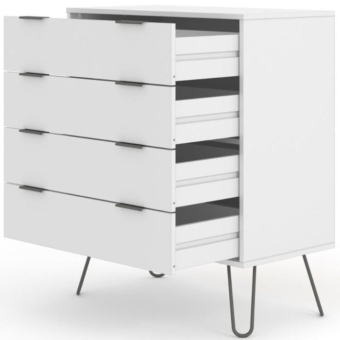 Augusta White 4 Drawer Chest with Hairpin Legs - The Furniture Mega Store 