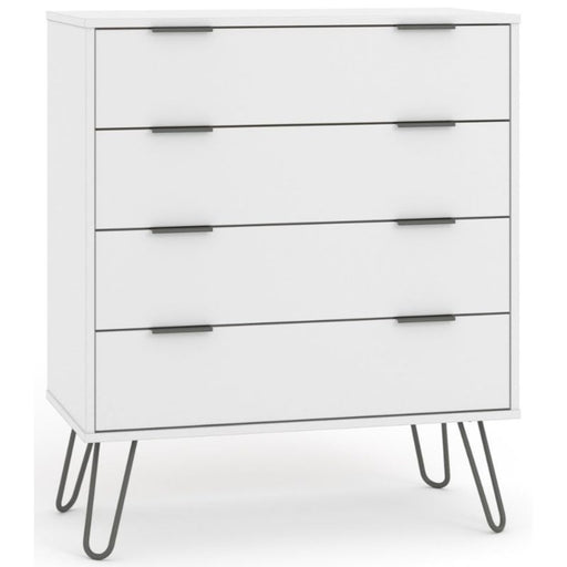 Augusta White 4 Drawer Chest with Hairpin Legs - The Furniture Mega Store