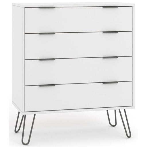 Augusta White 4 Drawer Chest with Hairpin Legs - The Furniture Mega Store 
