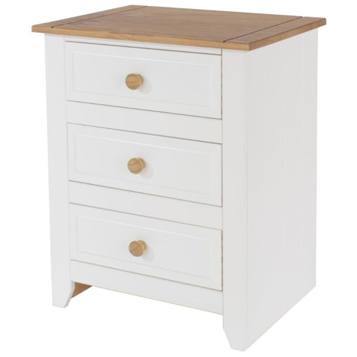 Capri White Bedside Cabinet - The Furniture Mega Store 