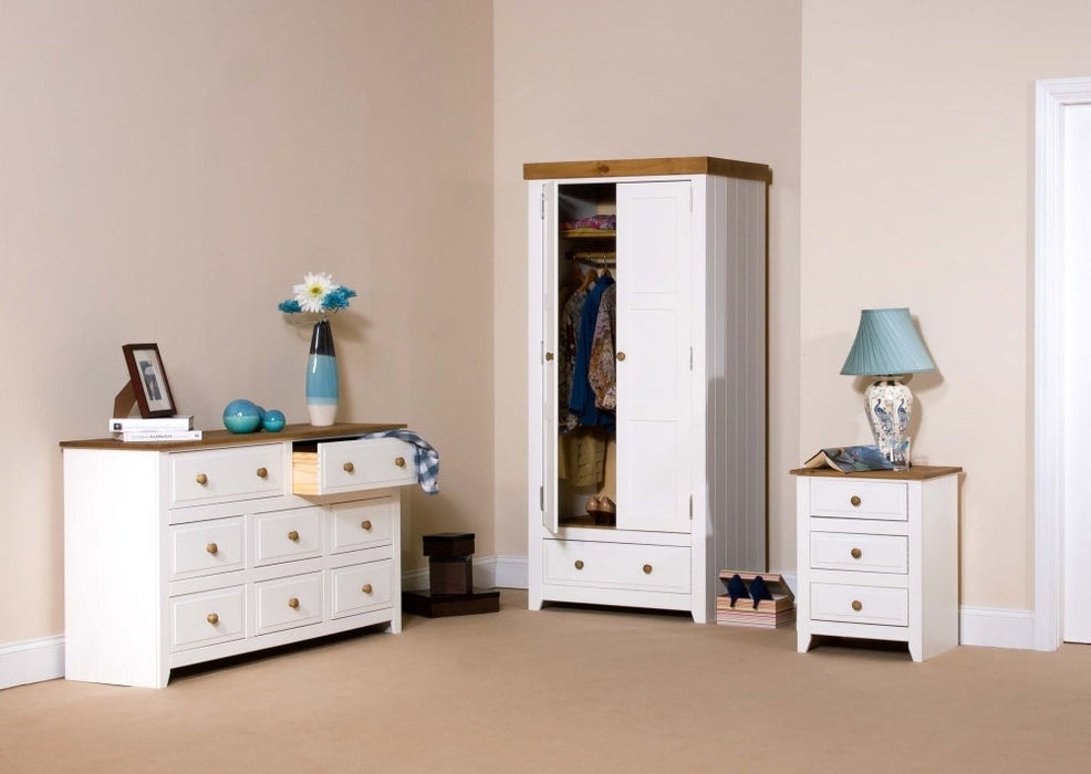 Capri White Bedside Cabinet - The Furniture Mega Store 