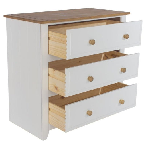 Capri White 3 Drawer Chest - The Furniture Mega Store