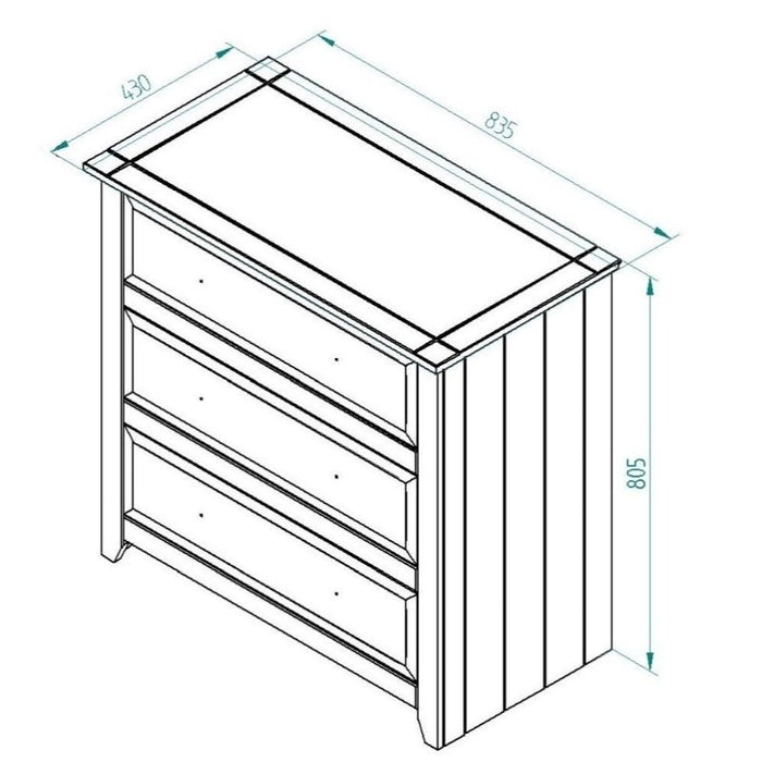 Capri White 3 Drawer Chest - The Furniture Mega Store 