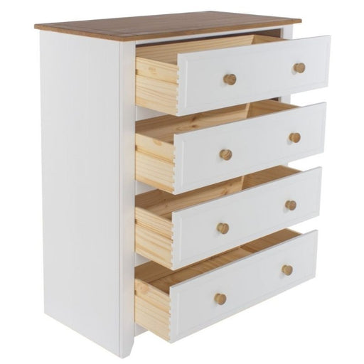 Capri White 4 Drawer Chest - The Furniture Mega Store