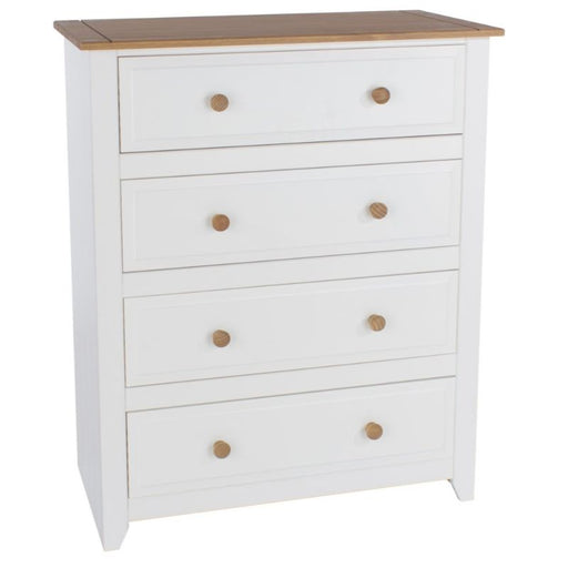 Capri White 4 Drawer Chest - The Furniture Mega Store 