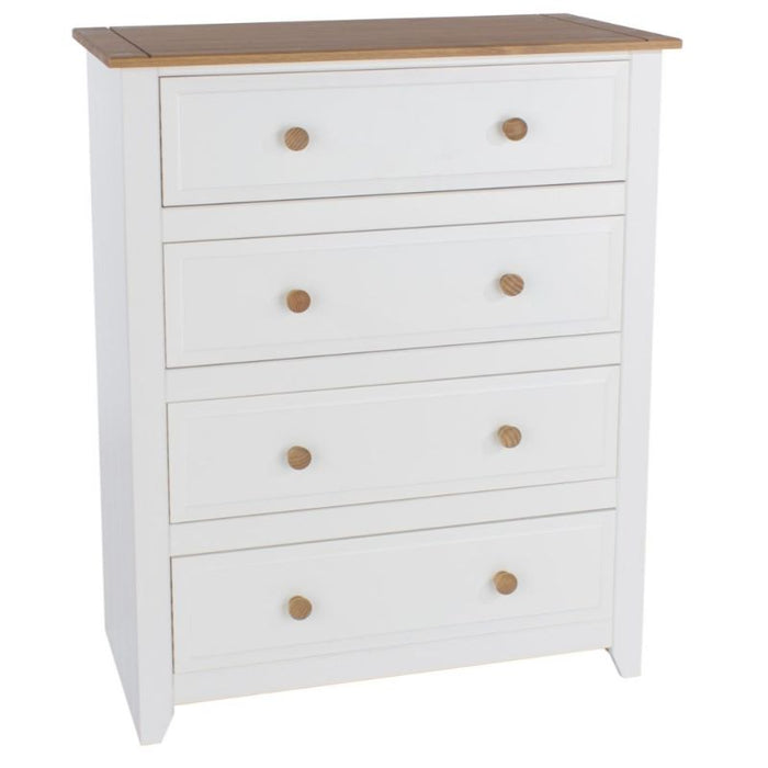 Capri White 4 Drawer Chest - The Furniture Mega Store 