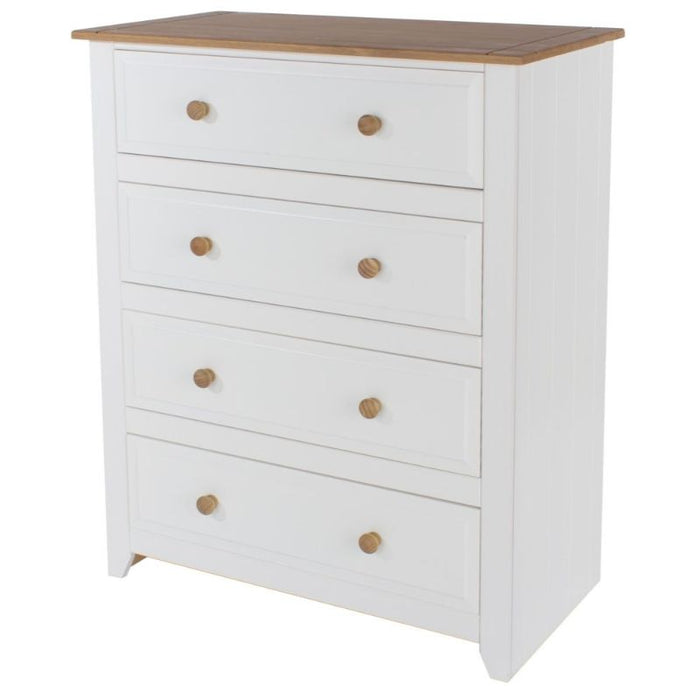 Capri White 4 Drawer Chest - The Furniture Mega Store 