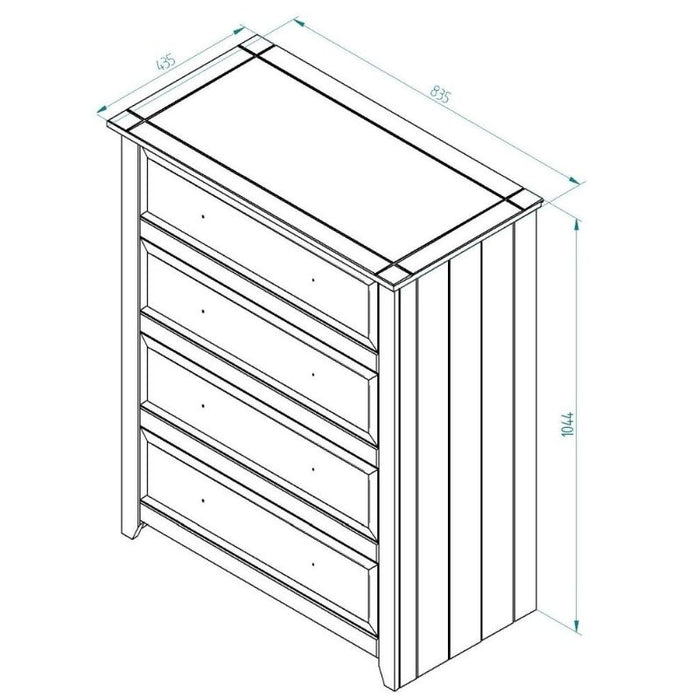 Capri White 4 Drawer Chest - The Furniture Mega Store 