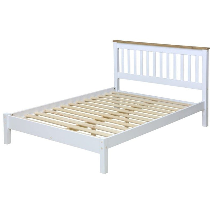 Capri White 4ft 6in Double Slatted Low End Bedstead - The Furniture Mega Store 