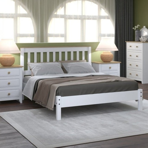 Capri White 4ft 6in Double Slatted Low End Bedstead - The Furniture Mega Store 
