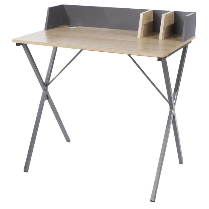 Loft Oak Study Desk with Grey Metal Legs - The Furniture Mega Store 